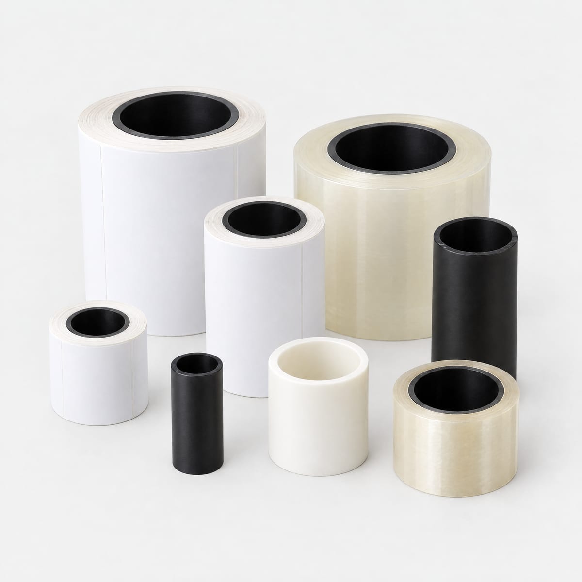 Petits mandrins plastiques pour rubans adhésifs et étiquettes